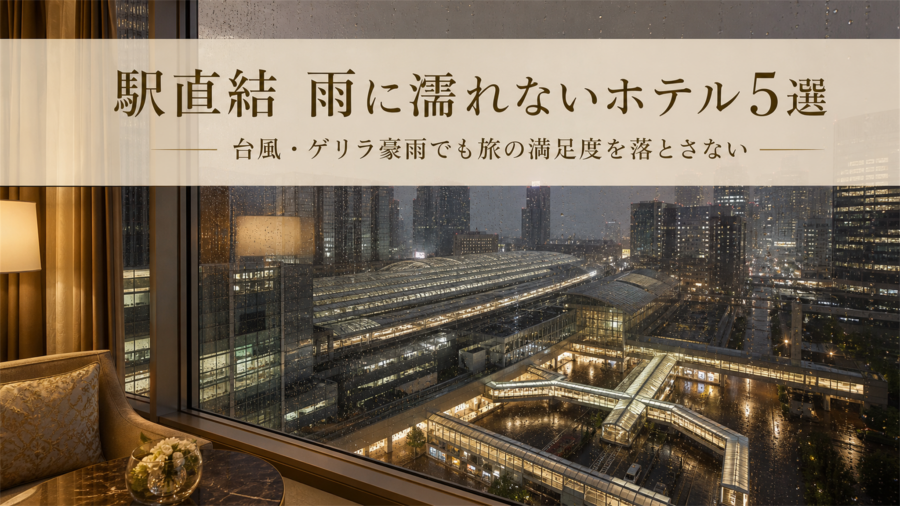 台風・ゲリラ豪雨でも安心の駅直結ホテル5選のアイキャッチ