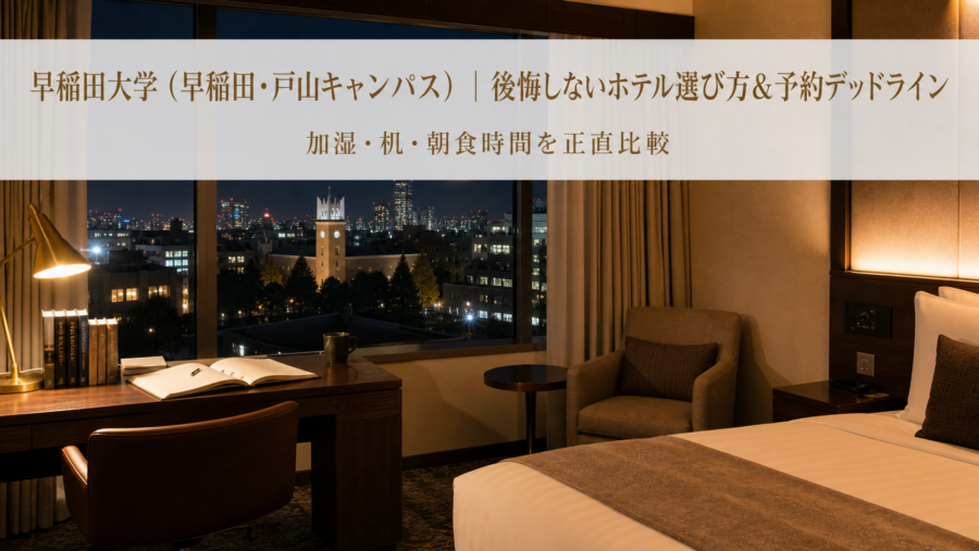 早稲田大学（早稲田・戸山キャンパス）｜後悔しないホテル選び方＆予約デッドラインのアイキャッチ
