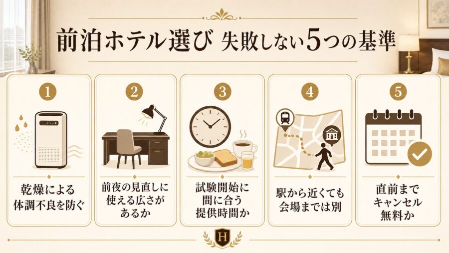 東京大学(本郷キャンパス)受験の前泊で失敗しない5つの基準の比較図解