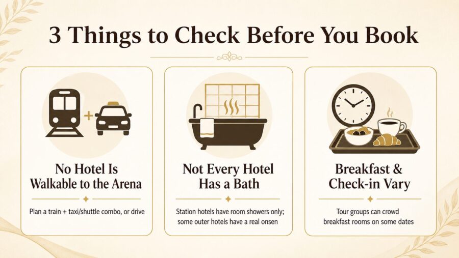 Infographic: 3 things to check before booking a hotel for Sekisui Heim Super Arena