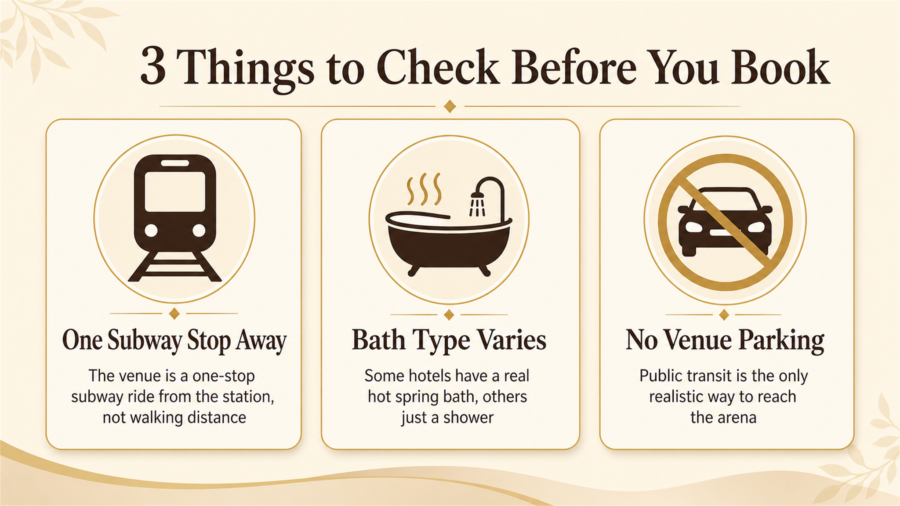 Infographic: 3 things to check before booking a hotel for Xebio Arena Sendai