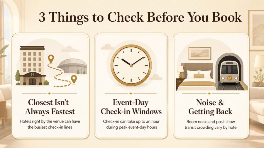 Infographic: 3 things to check before booking a hotel for Mizuho PayPay Dome